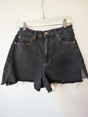 WeWoreWhat Black High-Rise Distressed Denim Shorts